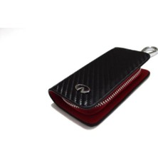 İdeal Aksesuar Infiniti Fermuarlı Deri Desenli Anahtarlık Kumanda Kabı Ithal Şık Car Keychain