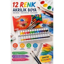 ArtMaster Akrilik Boya 12 Renk Tüp 1 Paket Fatih 12 ml 12 Li Akrilik Boya Resim Dersi Tuval Ahşap Taş Boya Seti