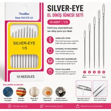 Bagiva 10 Adet Silver Eye El Dikiş Iğnesi Seti 1/5 – Geniş Gözlü Çelik Dikiş Iğnesi, Farklı Boy, Kumaş Tamir ve El Işi Için Gri