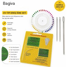 Bagiva 10'lu Karma Dikiş Iğnesi Seti - Büyük Yorgan Iğnesi, Eşarp Başörtü Iğnesi ve Iplik Geçirici Gri