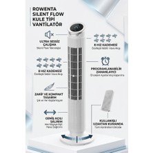 Rowenta Kumandalı Silent Flow Effitech 8 Kademeli Sessiz Kule Tipi Vantilatör