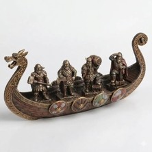 Veronese Viking Kayığı ve 4 Vikingli Savaşçı Figür 29x12cm