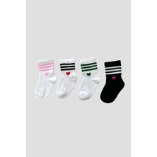 Defne Baby Kız Bebek Basic Çizgili Premium Pamuklu Soket Çorap Seti