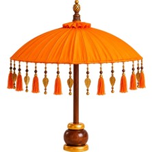 Hediye Fikri Dekoratif El Yapımı Bali Şemsiyesi 90X40 cm Ahşap Ayaklı Püsküllü Otantik Dekor