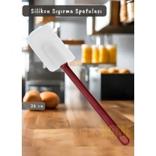 Jet's Home Silikon Spatula Karıştırma Spatulası Sıyırma Spatulası Isıya Dayanıklı Asma Delikli Orta Boy 36 cm