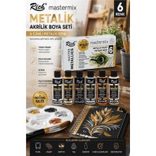 ArtMaster Rich Mastermix Akrilik Boya 6 Renk 60 ml 1 Paket Metalik Renkler Akrilik Boya 6 Lı Profesyonel Tuval Canvas