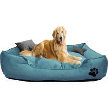 Mavi Vitrin Yıkanabilir Ultra Soft Köpek Yatağı Large (Büyük Irklar Için) (Turkuaz)