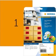Herma 5149 Renkli Etiketler Neon Turuncu, 20 Yaprak, 210 x 297 Mm, 1 Adet A4 Yaprak, 20 Adet, Kendin
