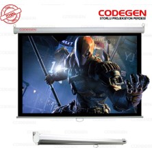 Codegen Ax-24 240X200CM Siyah Fonlu Storlu Kilitleme Mekanizmalı Projeksiyon Perdesi, Beyaz