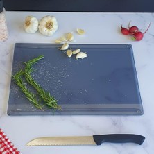 Kanallı Cam Kesme Tahtası - Cam Kesme Tablası | (Füme Cam, 25CM x 35CM)