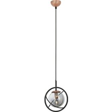 AV-60291-1BSY Siyah Boyalı Modern Avize E14 Metal Cam 22CM