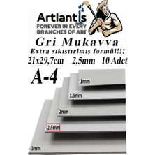 A4 Mukavva Gri 2.5 mm 10 Adet 1 Paket 21X29,7 cm A-4 Mukavva 2,5 mm Kalınlığında A-4 Mukavva