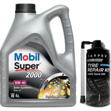 Mobil Super 2000 X1 10W40 Motor Yağı 4 L + 00120 Carpex Oto Lastik Tamir Kiti 300 ml