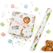 70X100 cm Çocuklara Özel Premium Hediye Paketleme Kağıdı 2'li Set / Eğlenceli Tema, Kalın, Ko