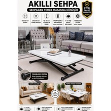Sehpam Akıllı Home Üst Tabla Mdf Beyaz Oval Köşe Alt Ayak Siyah