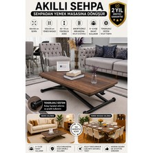 Sehpam Akıllı Home Üst Tabla Mdf Barok Ceviz  Oval Köşe Alt Ayak Siyah