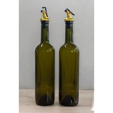 Afracam 750 ml Yeşil Yağdanlık Şişesi Yağlık Gold Akıtıcılı Kapaklı Sızdırmaz Cam Şi�
