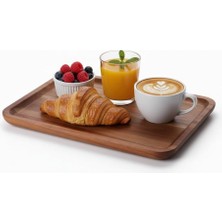 Akasya Ahşap Servis Tepsisi ve Sunumluk (30X20 Cm) | Doğal Akasya Ağacı Kahvaltı, Peynir, Şark