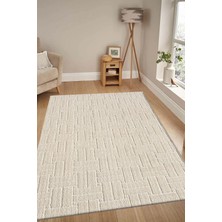 Raschel Carpet Kaymaz Taban Moopy Krem Rengi Bukleli Yumuşak Soft Dokuma Yolluk Halı Salon Halıs�
