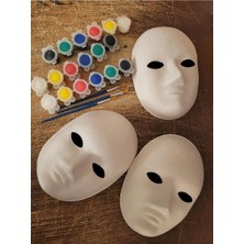 Hobialem 3 Adet Karton Maske 3 Adet Boya Resim Başlangıç Seti, 3 Lü Set, Maske Boyama Seti