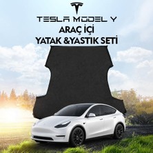 Tesla Model Y Araç Içi Şişme Yatak ve Yastık Seti Pompa Gri Taşınabilir Arka Koltuk Uyku ve