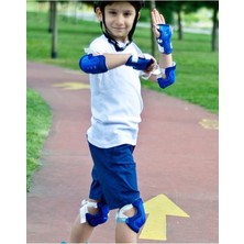 Lrs Store Bisiklet Paten Kaykay Koruyucu Set Dizlik Dirseklik Bileklik 6 Parça Mavi, Mavi