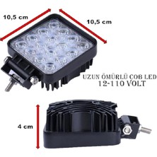 16 Ledli Projektör Kare Lamba Cob Ledli Kalın Kasalı 12-110 Volt