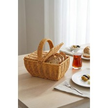 Digithome Dikdörtgen Hasır Rattan Mini Kulplu Organizer Sepet - BB6067