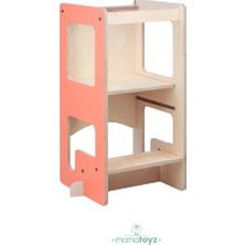 Flip 3 Ü 1 Arada Ahşap Öğrenme Kulesi Yazı Tahtası ve Aktivite Masası Terracotta Doğal Ahşa