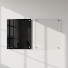 2'li Akrilik Kuru Silme Panosu Seti - Şeffaf ve Duman / 18X24 Inç / Altın Donanımlı Duvara Mont