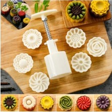 135- Siliko World Basmalı Mooncake Kopat Set 7 Parça Kurabiye Yapım Seti, Beyaz