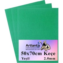 Artlantis Yeşil Keçe 50X70 cm 2.0 mm 3 Adet Renkli Hobi Keçesi Elişi Keçesi Anasınıfı Kreş