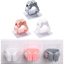 Yapışkanlı Plastik Mop Tutucu Pratik Organizer Temizlik Fırçası Süpürge Tutucusu AL4455 (Bey