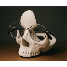 Gözlüklük Kafatası Kase - Gözlük ve Anahtar Dekoratif Obje Glasses Skull Bowl - Glasses And Ke