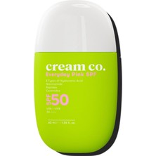 Cream Co. SPF50 Pink Güneş Koruyucu Krem, Ton Eşitleyici Leke Karşıtı, Aydınlatıcı, 40 Ml,