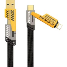 4 In 1 Çoklu USB Şarj Kablosu: 1m, Type C To Lightning Örgü Şarj Kablosu USB A/usb C 65W Tip C/