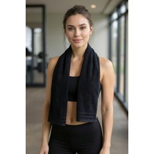 Siyah Sporcu Havlusu 30X130CM%100 Pamuk - Yüksek Emicilik, Hafif ve Çabuk Kuruma Özellikli