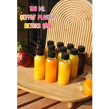 12 Adet 100 ml Siyah Sızdırmaz Kapaklı Şeffaf Detoks Plastik Şişe 100 cc Ginger Şat Shot Şi�
