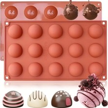 Siliko World 15'li Yarım Küre Muffin, Çikolata, Kek Kalıbı, Silikon 3,8cm, Kırmızı