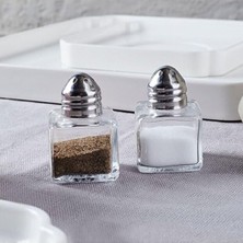 Safestore Cam Tuzluk Karabiberlik Seti, 2'li Mini Küp, 20ML, Paslanmaz Çelik Kapak, Tek Kişilik