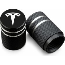 E-Garaj Tesla Model Y Juniper ile Uyumlu Alüminyum Sibop Kapak Seti (Siyah Renk 4 Adet)