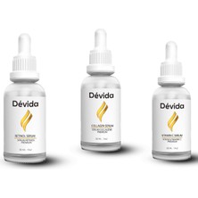 Retinol + Kolajen + C Vitamini Serum 3 Lü Set Kırışıklık Alın Çizgisi Göz Çevresi