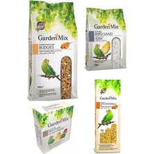 Gardenmix 4'lü Ballı Kuş Yemi 1 kg İçerik: Gaga Taşı ve Ballı Kuş Krakeri ile Muhabbet Kuşu Bakım Seti