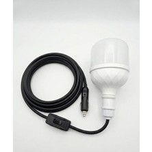 Araç Çakmak Girişli 30W 12V LED Ampul,lü E27 Duylu Anahtarlı Araç,karavan,kamp Seyyar Lamba 12