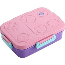 Renkli Desenli Beslenme Kutusu - 830 ml 3 Bölmeli Çocuk Beslenme Kabı Pp (Pembe)