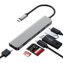 C Çoklayıcı Hdmı Ethernet Sd Tf Kart USB 3.0 2.0 Bağlantı Noktaları 100W Pd Şarj Gümüş
