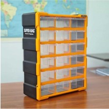 Asrın Plastik Super Bag Mono Blok Çekmeceli Organizer 18'li Büyük Boy, 381X475X157MM