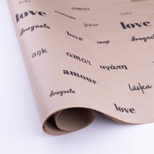 Bimotif 10LU Ambalaj, Paket Kağıdı, 70X100 cm Love Desenli, Kraft-Siyah Tek Ebat
