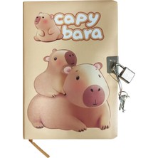 Capybara Hatıra Defteri (Günlük) Kilitli Defter 80 Yaprak - Sweet Kapibara