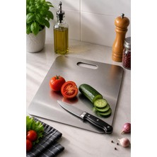 Arvale Metal Kesme Tahtası 34X23 cm Çift Taraflı Hijyenik Mutfak Sebze Et Meyve Doğrama Panosu